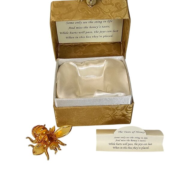 The Taste of Honey About Face Designs Messenger VTG Glass HoneyBee Figure w/ Box - Picture 8 of 16